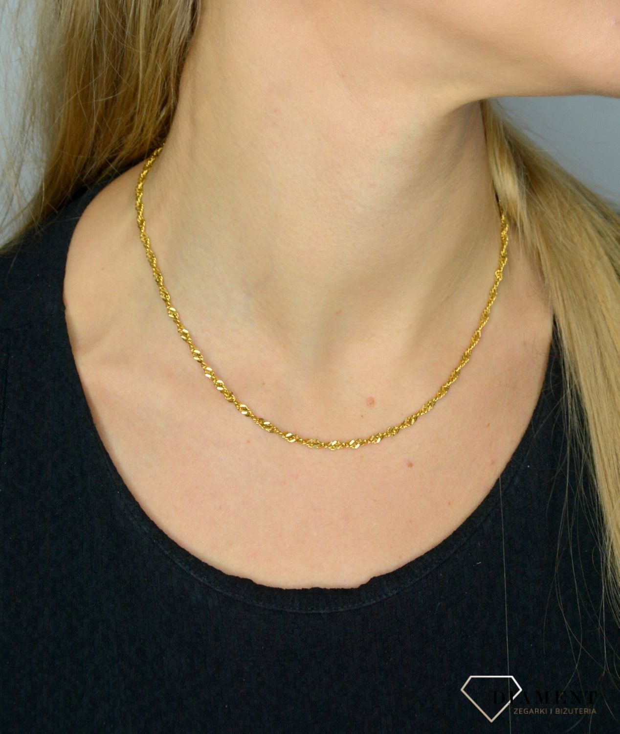 Złoty łańcuszek 585 pancerka 3 mm DIA-LAN-1147-585 3mm ✅ Złoty łańcuszek o szerokości 3 mm wykonany z najwyższej jakości złota próby 585 ✅.jpg